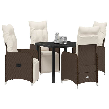 vidaXL Garten Essgruppe mit Kissen 5 pcs Braun Poly-Rattan