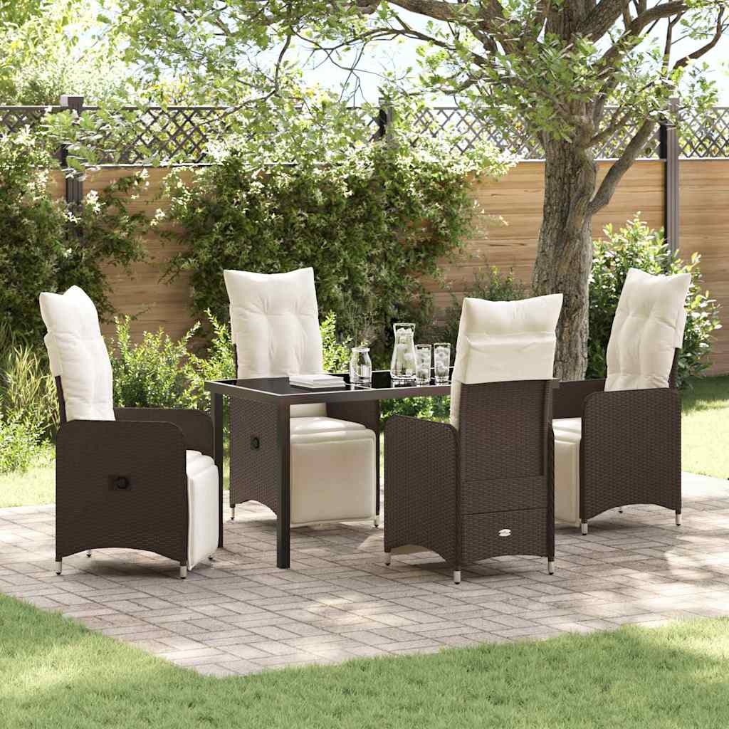 Garten Essgruppe mit Kissen 5 pcs Braun Poly-Rattan