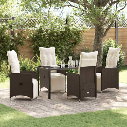 Garten Essgruppe mit Kissen 5 pcs Braun Poly-Rattan