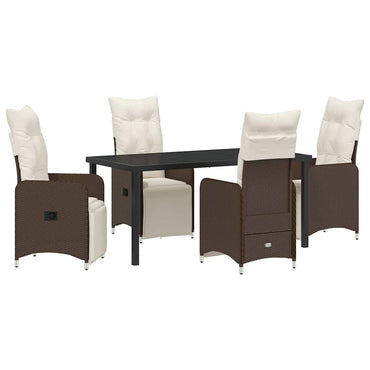 vidaXL Garten Essgruppe mit Kissen 5 pcs Braun Poly-Rattan