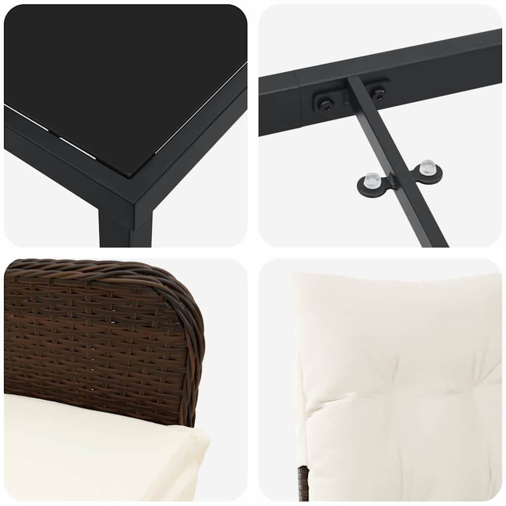 Garten Essgruppe mit Kissen 7 pcs Braun Poly-Rattan