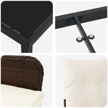 Garten Essgruppe mit Kissen 7 pcs Braun Poly-Rattan