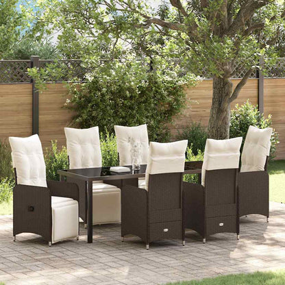 Garten Essgruppe mit Kissen 7 pcs Braun Poly-Rattan