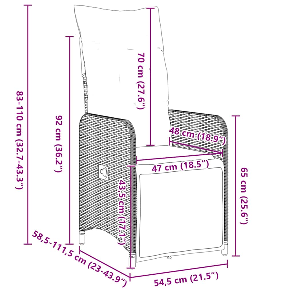 Garten Essgruppe mit Kissen 7 pcs Braun Poly-Rattan