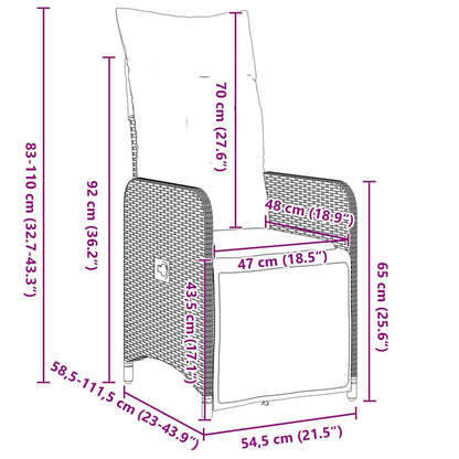 Garten Essgruppe mit Kissen 9 pcs Braun Poly-Rattan