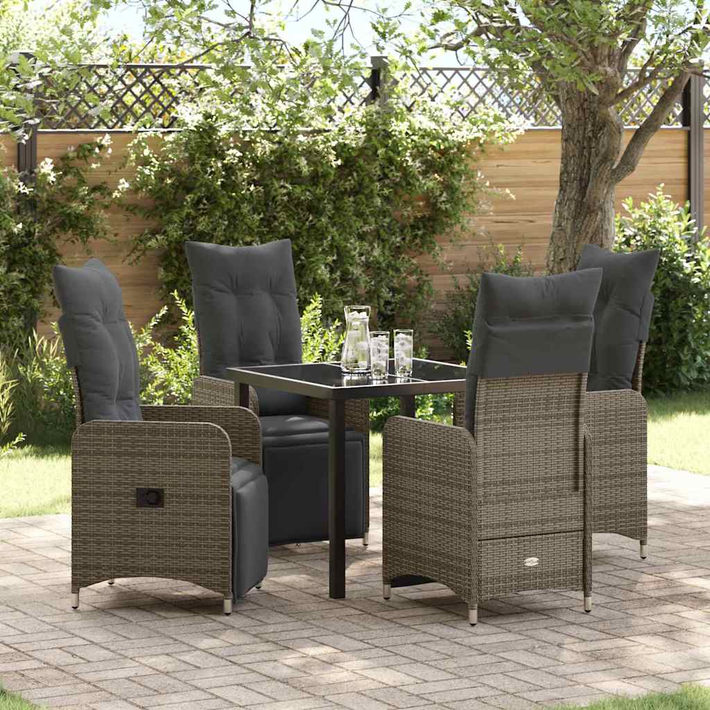 vidaXL Salon de jardin avec coussins 5 pcs Gris résine tressée