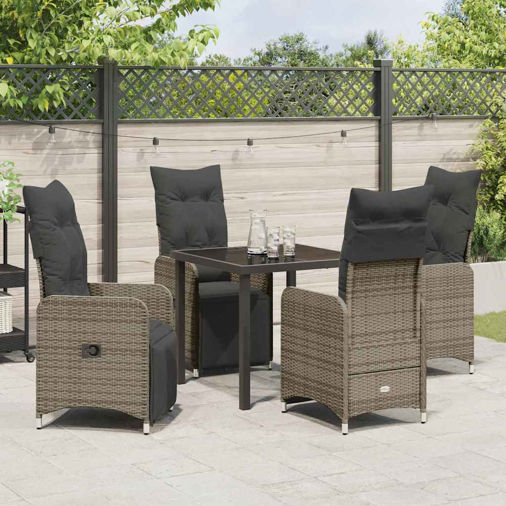 vidaXL Salon de jardin avec coussins 5 pcs Gris résine tressée