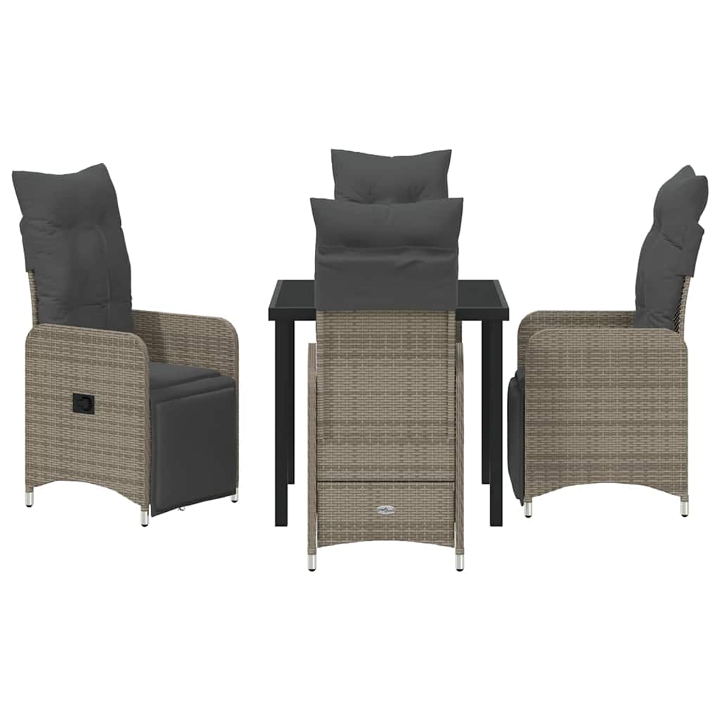 vidaXL Salon de jardin avec coussins 5 pcs Gris résine tressée