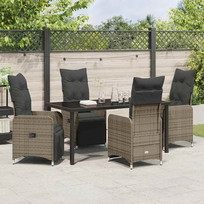 Garten Essgruppe mit Kissen 5 pcs Grau Poly-Rattan