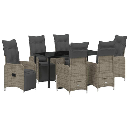 vidaXL Salon de jardin à dîner avec coussins 7 pcs Gris résine tressée