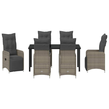 vidaXL Salon de jardin à dîner avec coussins 7 pcs Gris résine tressée
