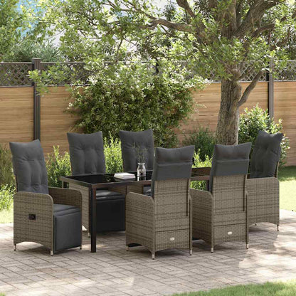 Garten Essgruppe mit Kissen 7 pcs Grau Poly-Rattan