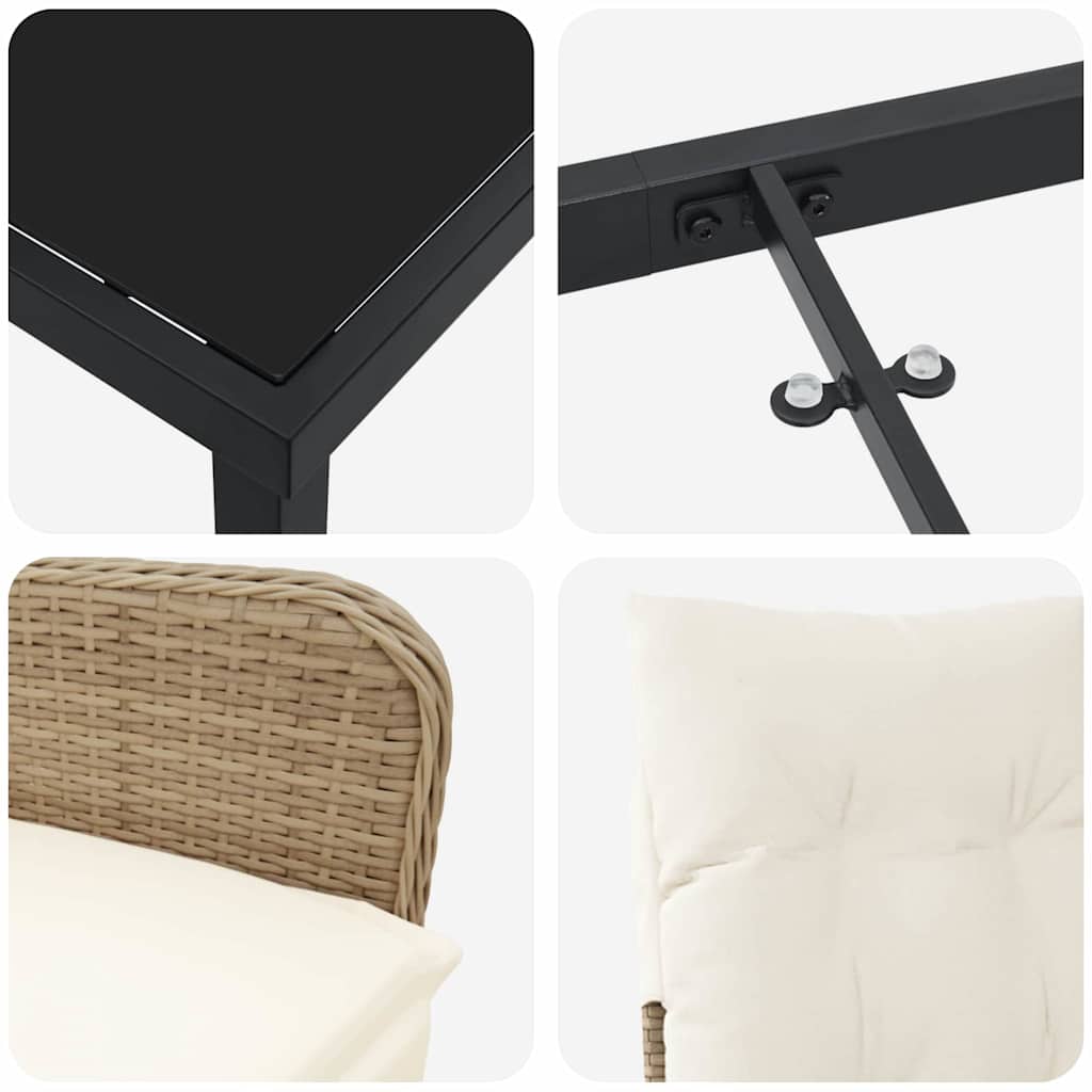 vidaXL Salon de jardin avec coussins 3 pcs Beige Résine tressée