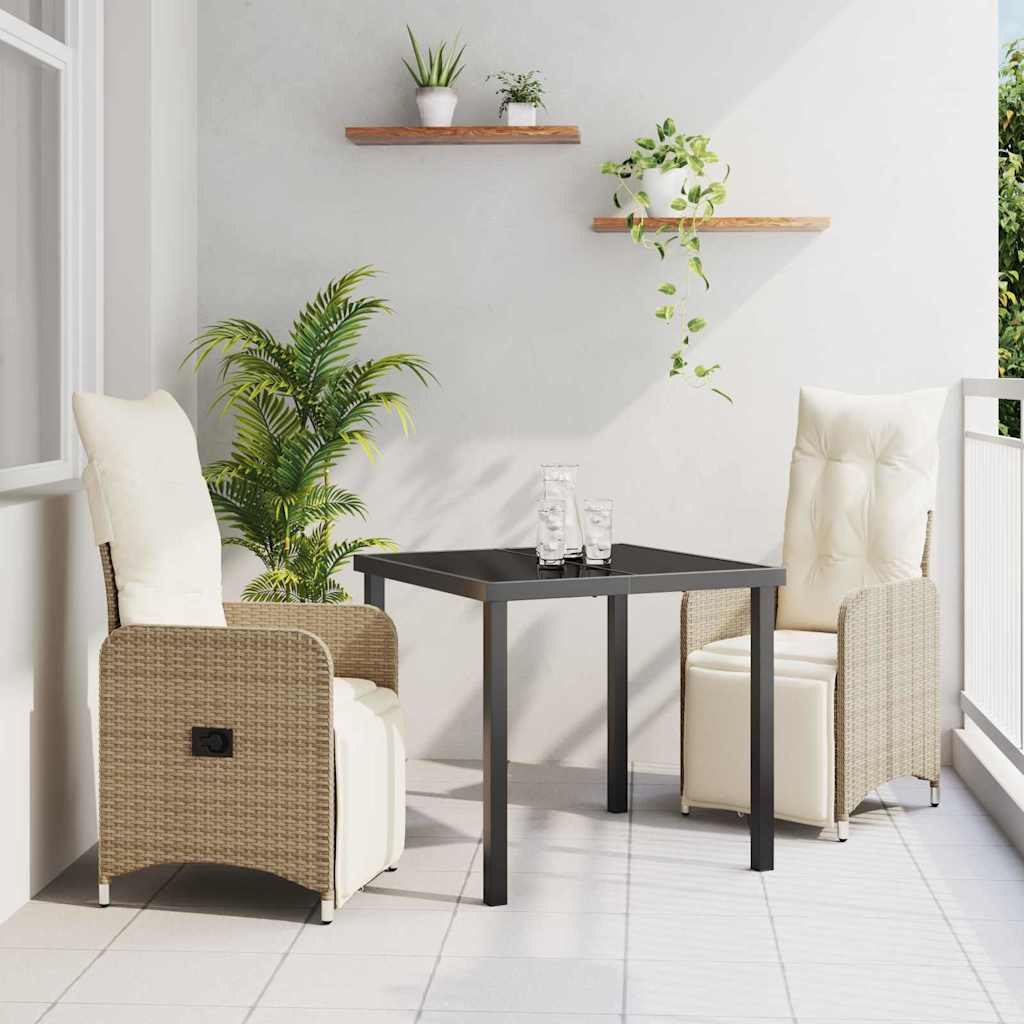 vidaXL Salon de jardin avec coussins 3 pcs Beige Résine tressée