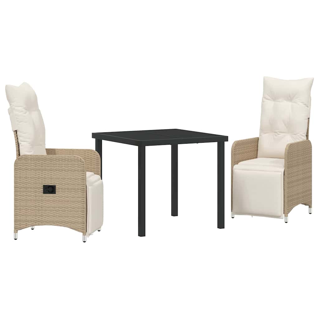 vidaXL Salon de jardin avec coussins 3 pcs Beige Résine tressée