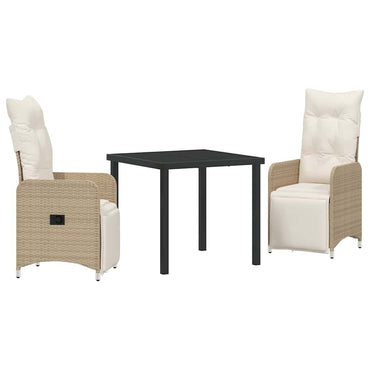 vidaXL Salon de jardin avec coussins 3 pcs Beige Résine tressée