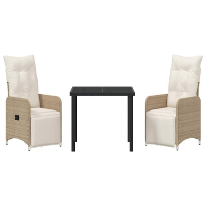 vidaXL Salon de jardin avec coussins 3 pcs Beige Résine tressée