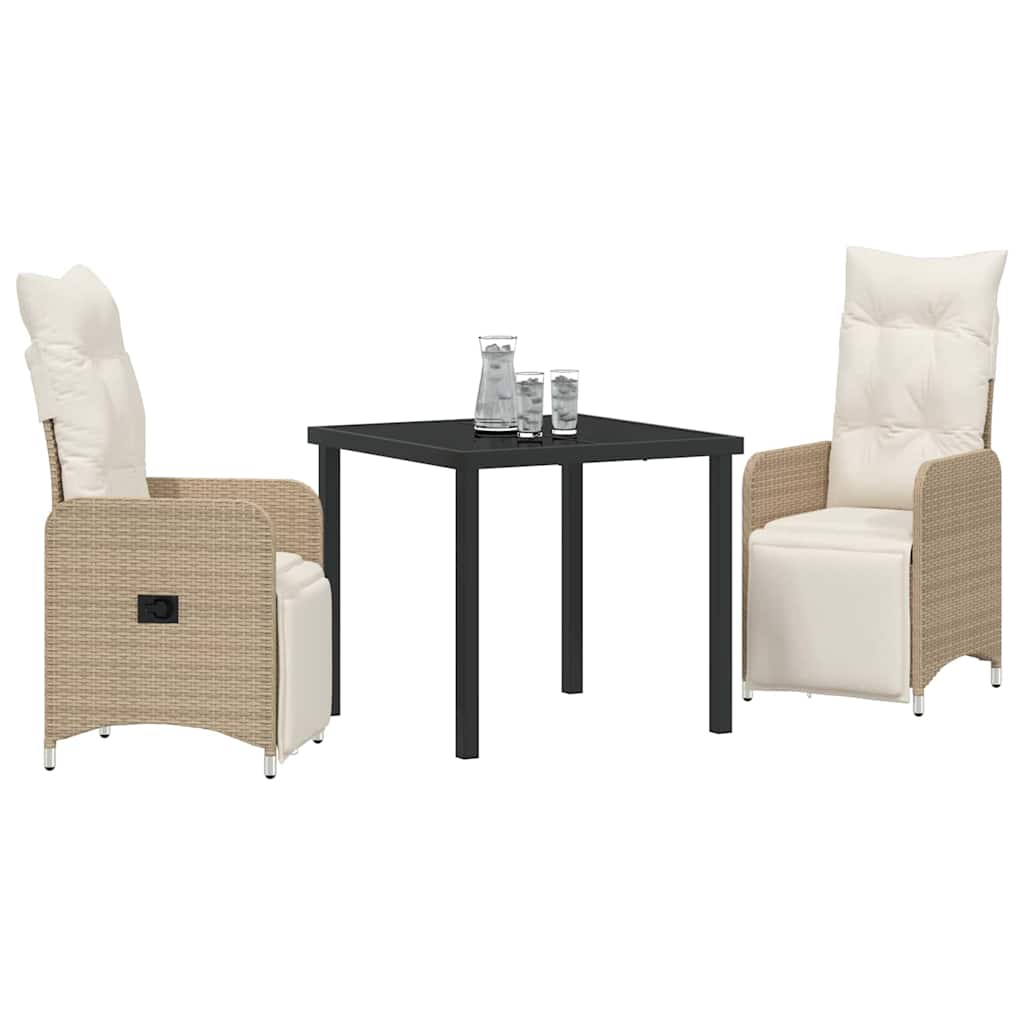 vidaXL Salon de jardin avec coussins 3 pcs Beige Résine tressée