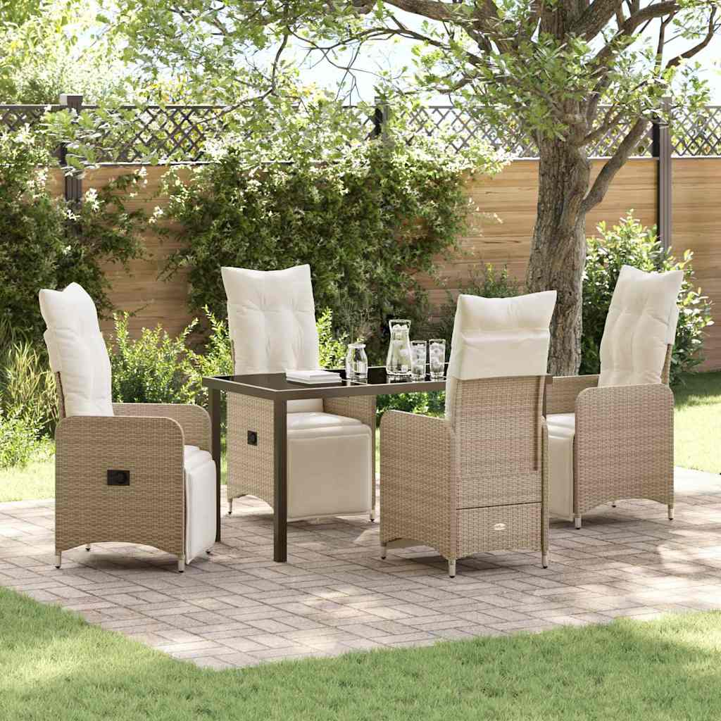 Garten Essgruppe mit Kissen 5 pcs Beige Poly-Rattan