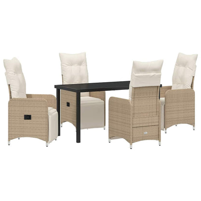Garten Essgruppe mit Kissen 5 pcs Beige Poly-Rattan