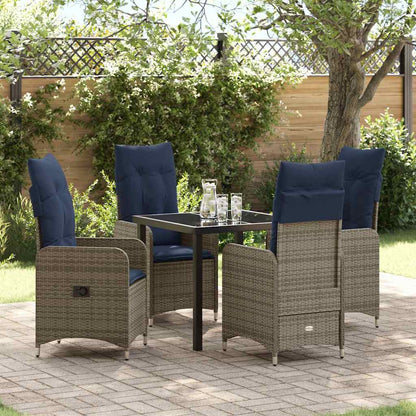 vidaXL Garten Essgruppe 5 pcs Grau Poly-Rattan