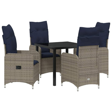 vidaXL Garten Essgruppe 5 pcs Grau Poly-Rattan