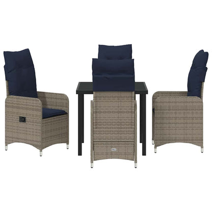 vidaXL Garten Essgruppe 5 pcs Grau Poly-Rattan