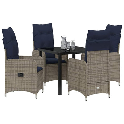 vidaXL Garten Essgruppe 5 pcs Grau Poly-Rattan