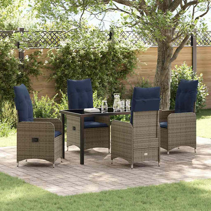 vidaXL Garten Essgruppe 5 pcs Grau Poly-Rattan