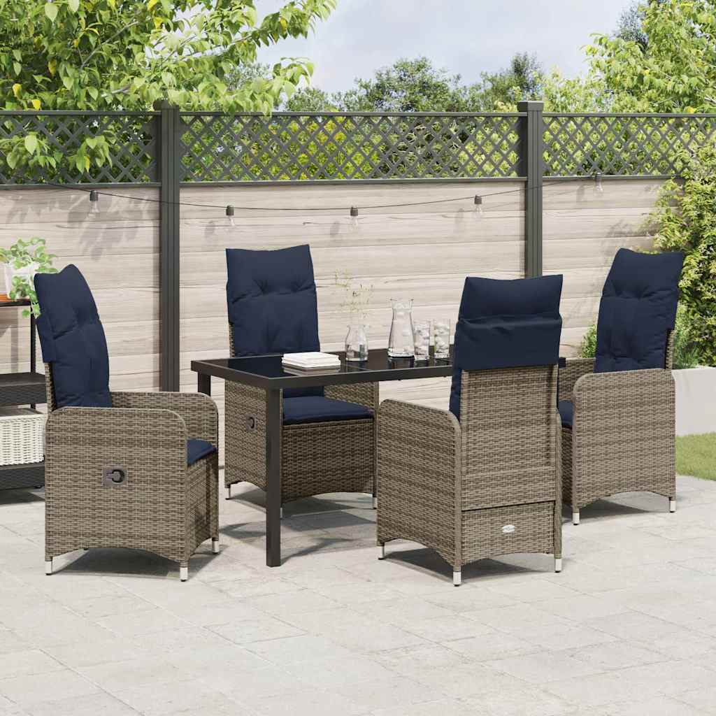 vidaXL Garten Essgruppe 5 pcs Grau Poly-Rattan