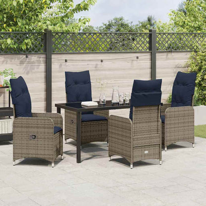 vidaXL Garten Essgruppe 5 pcs Grau Poly-Rattan