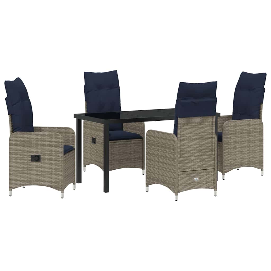 vidaXL Garten Essgruppe 5 pcs Grau Poly-Rattan