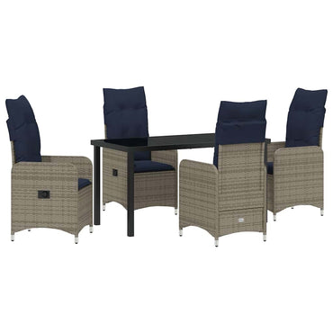 vidaXL Garten Essgruppe 5 pcs Grau Poly-Rattan