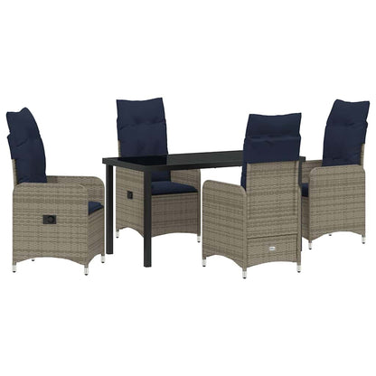vidaXL Garten Essgruppe 5 pcs Grau Poly-Rattan