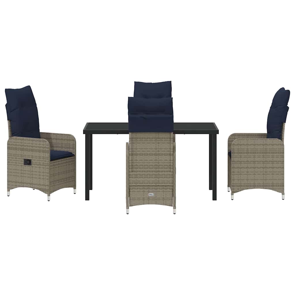 vidaXL Garten Essgruppe 5 pcs Grau Poly-Rattan