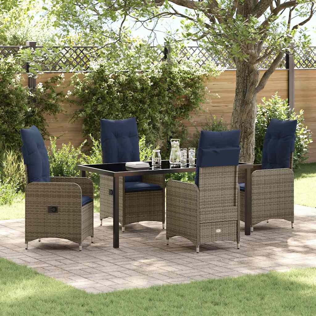 vidaXL Garten Essgruppe 5 pcs Grau Poly-Rattan