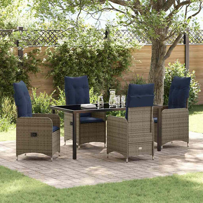 vidaXL Garten Essgruppe 5 pcs Grau Poly-Rattan