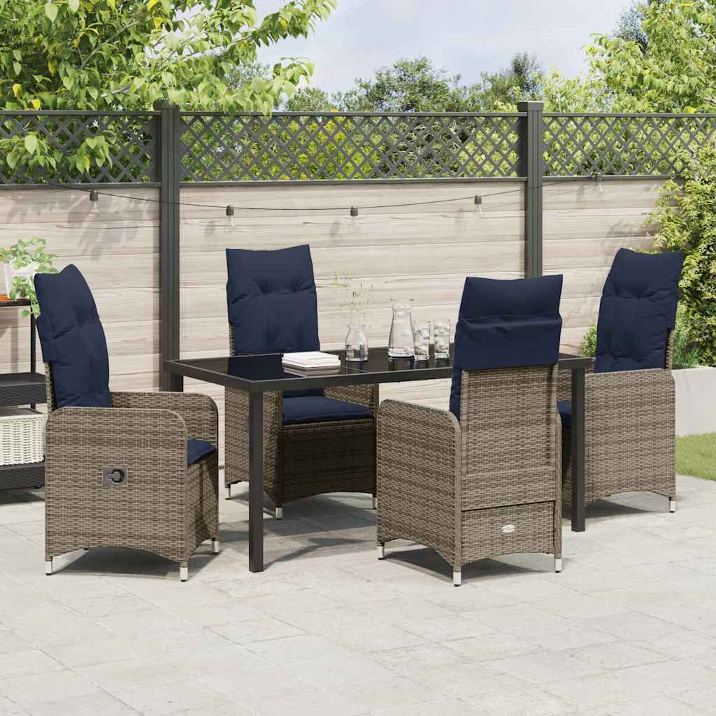 vidaXL Garten Essgruppe 5 pcs Grau Poly-Rattan