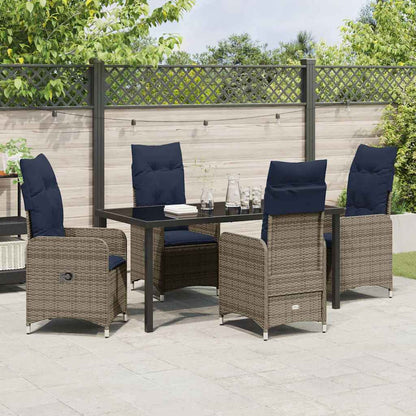 vidaXL Garten Essgruppe 5 pcs Grau Poly-Rattan