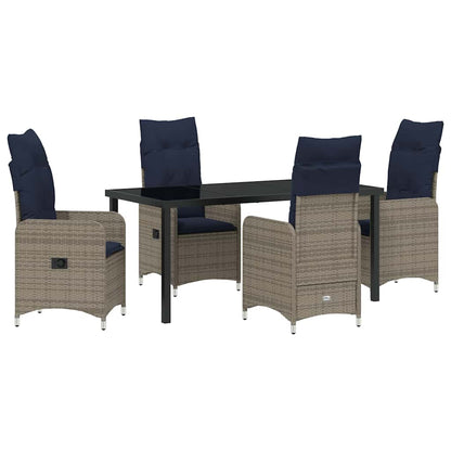 vidaXL Garten Essgruppe 5 pcs Grau Poly-Rattan