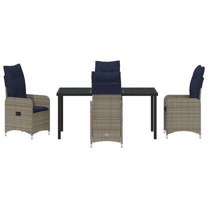 vidaXL Garten Essgruppe 5 pcs Grau Poly-Rattan