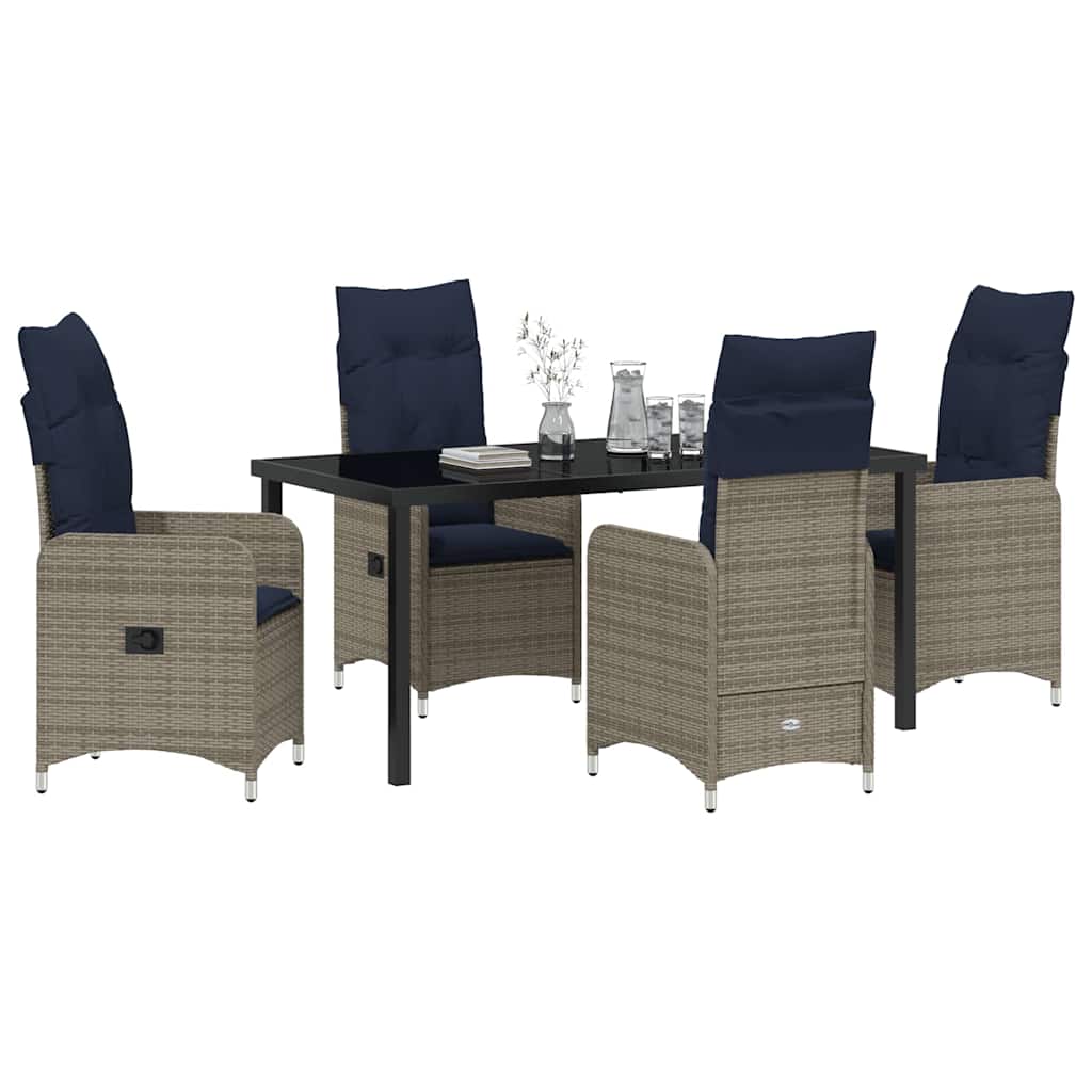 vidaXL Garten Essgruppe 5 pcs Grau Poly-Rattan