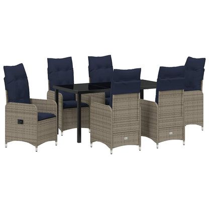 vidaXL Garten Essgruppe 7 pcs Grau Poly-Rattan