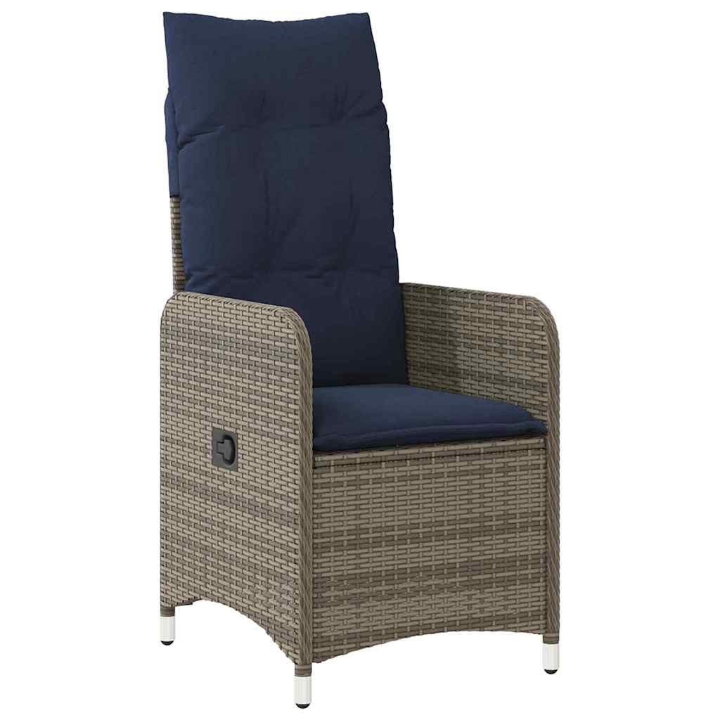 vidaXL Garten Essgruppe 7 pcs Grau Poly-Rattan