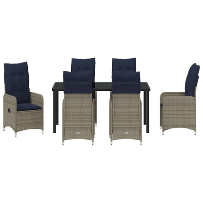 vidaXL Garten Essgruppe 7 pcs Grau Poly-Rattan