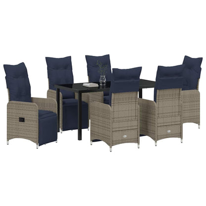 vidaXL Garten Essgruppe 7 pcs Grau Poly-Rattan