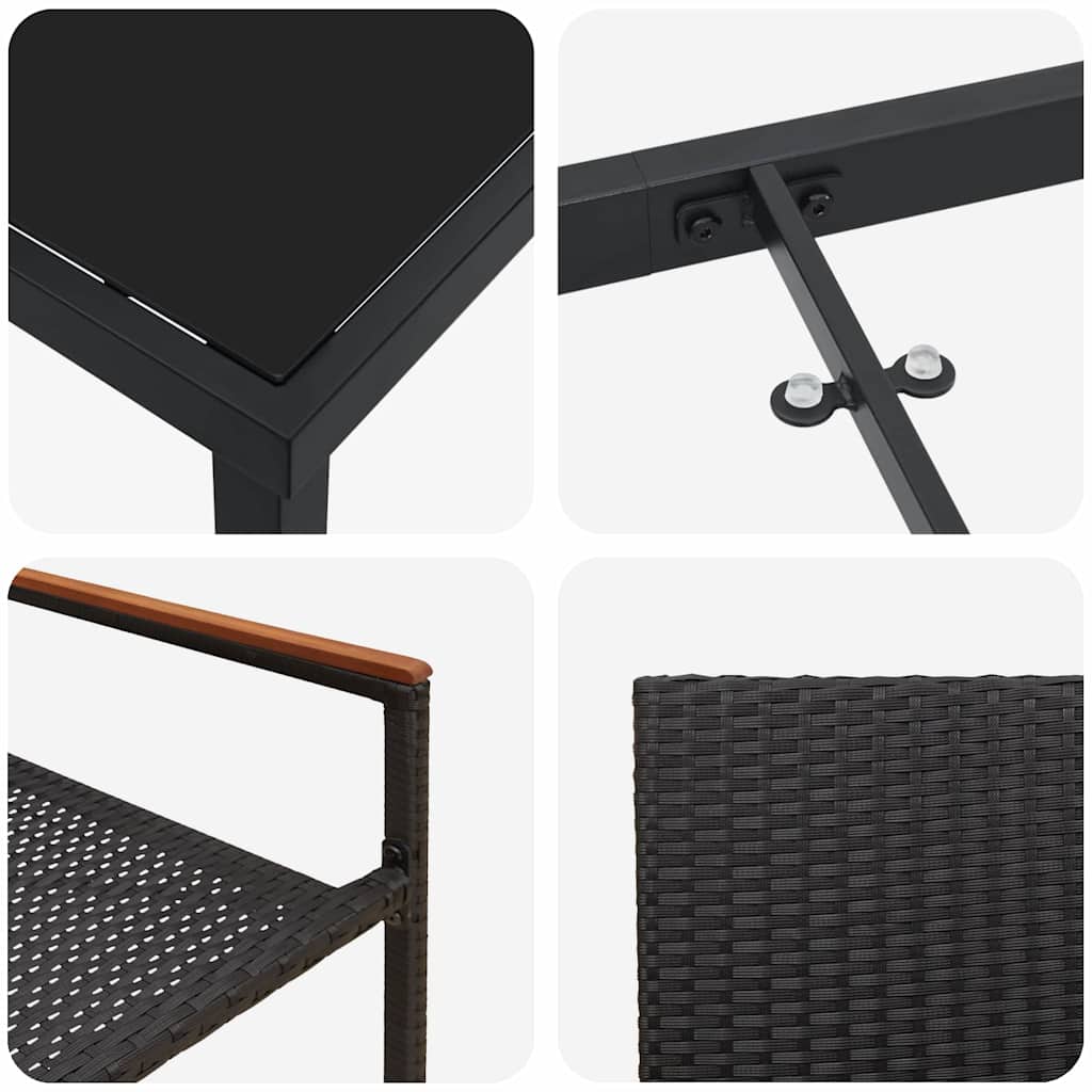 Garten Essgruppe mit Kissen 5 pcs Schwarz Poly-Rattan