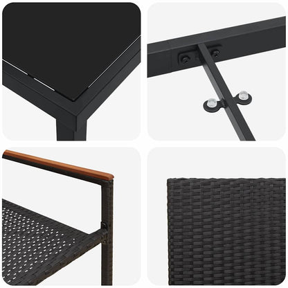 Garten Essgruppe mit Kissen 5 pcs Schwarz Poly-Rattan