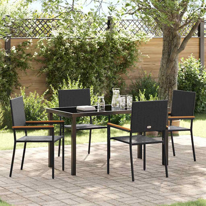 Garten Essgruppe mit Kissen 5 pcs Schwarz Poly-Rattan