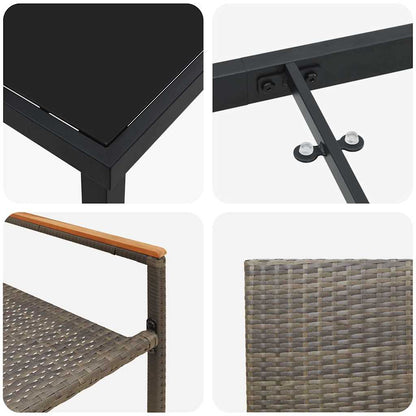 Garten Essgruppe mit Kissen 5 pcs Grau Poly-Rattan